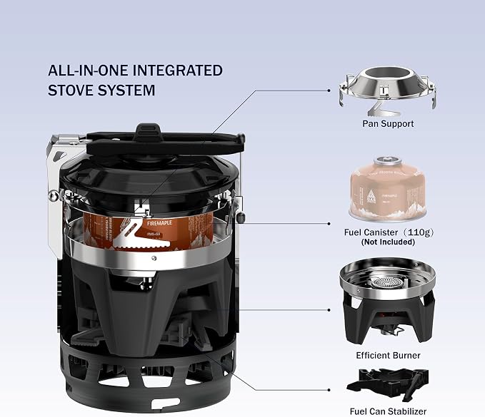 Fire-Maple Fixed Star 3 Backpacking and Camping Stove System, Black 21oz | 30% Faster Boil with HX Base, Piezo Ignition, Locking Handle, All-in-One, Portable, Compatible with Most Canisters