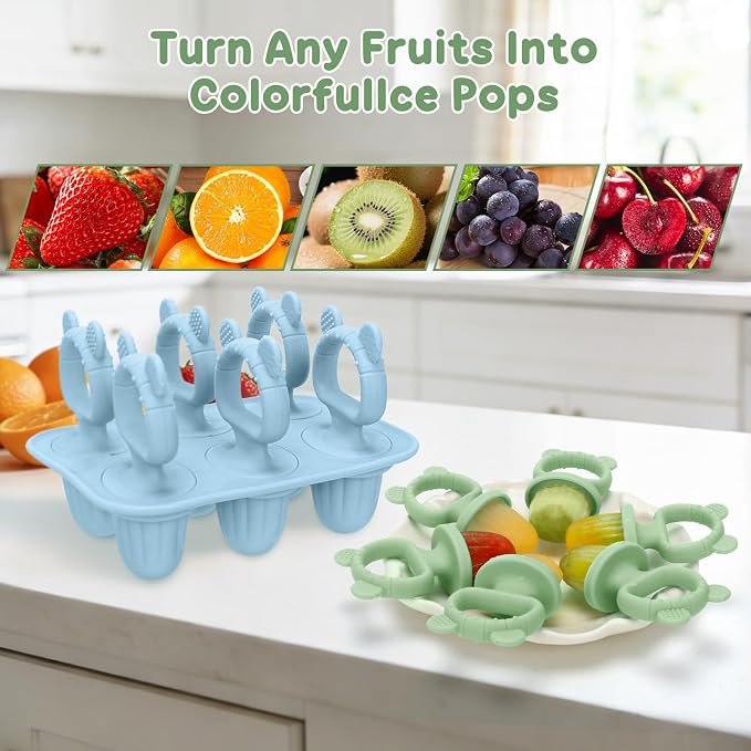 2Packs Silicone Baby Popsicle Molds with Sticks | Breastmilk Popsicle Molds for Teething Relief, Frozen Treats Maker Popsicle Maker Ice Pop Mold for Toddlers Kids