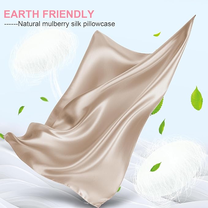 Mulberry Silk Pillow Cases 2 Pack King Size 20x36 Inches with Hidden Zipper, Ultra Smooth and Soft Breathable Cooling Silk Satin Pillowcase Set of 2, Better for Hair and Skin, Gifts for Women Men