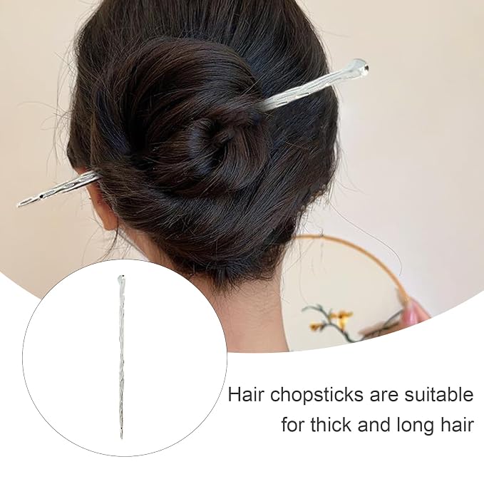 2PCS Alloy Hair Chopsticks Bun Chopsticks Hair Jewelry Abstract Minimalist Hair Chopsticks for Long Thick Hair