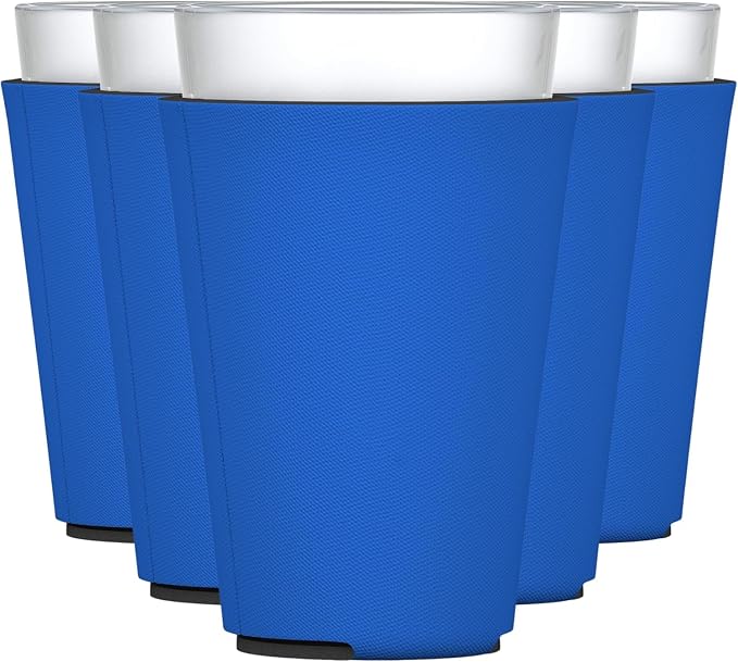 TahoeBay Blank Pint Glass Sleeves, Beer Coolers, 6-Pack, Royal Blue | Insulating Foam Cooler, 16oz Collapsible Tapered Beverage Holder, Bar Cup Insulator for Transfer Vinyl, HTV, Sublimation, DTF
