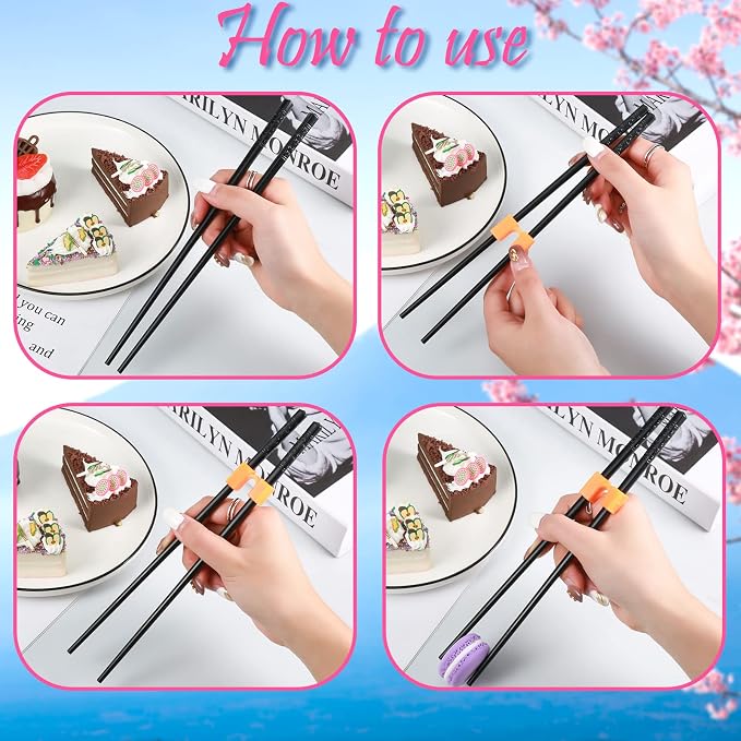 5 Pairs Reusable Chopsticks Helpers Training Chopstick for Beginner Replaceable Practice Chopsticks Non-slip Training Chopstick for Adults Learner(Polymer,Black)