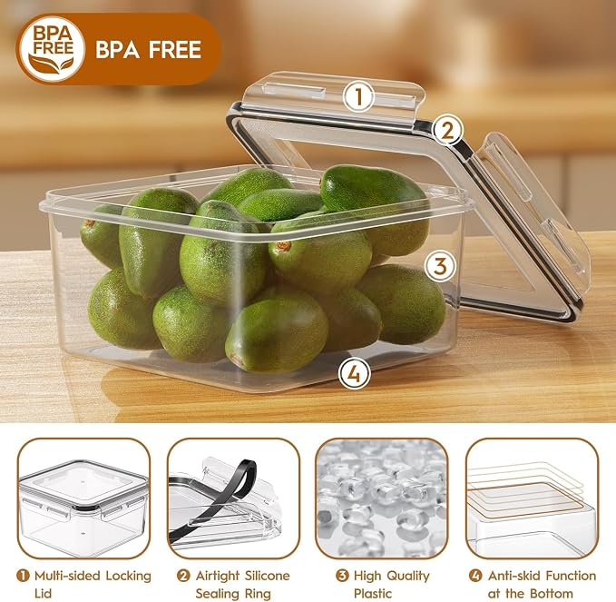 KEMETHY Large 48 Piece Food Storage Containers with Airtight Lids, BPA-free | 24 Containers & 24 Lids, Leak Proof, Meal Prep, Kitchen Storage, PVC-free Plastic, Microwave/Dishwasher Safe, Labels & Pen