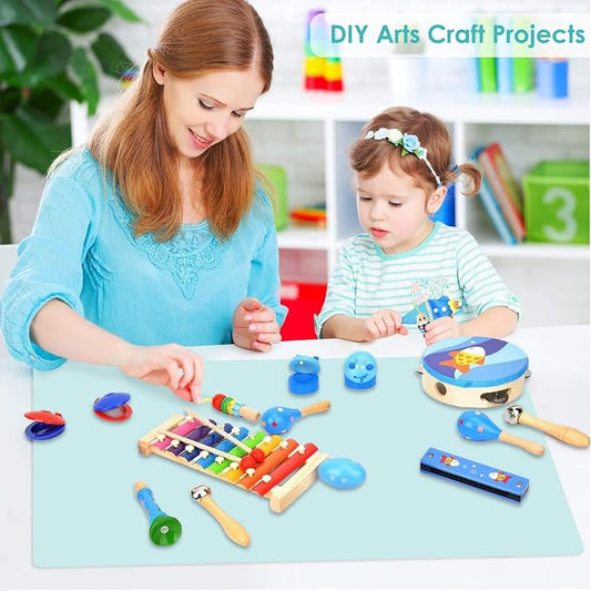 Extra Large Silicone Craft Mat for Kids, Mint Green Silicone Sheet for Crafts, Kitchen Non-Stick Baking Mat, Heat Resistant Countertop Protector Mat, Waterproof Placemat, Multipurpose Mat 24''x16''