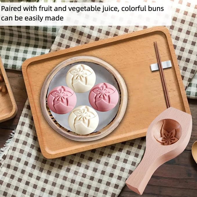 Wooden Bao Bun Maker | Handcrafted, Natural Hardwood, Multi-Purpose, Ergonomic Handle, Food-Safe