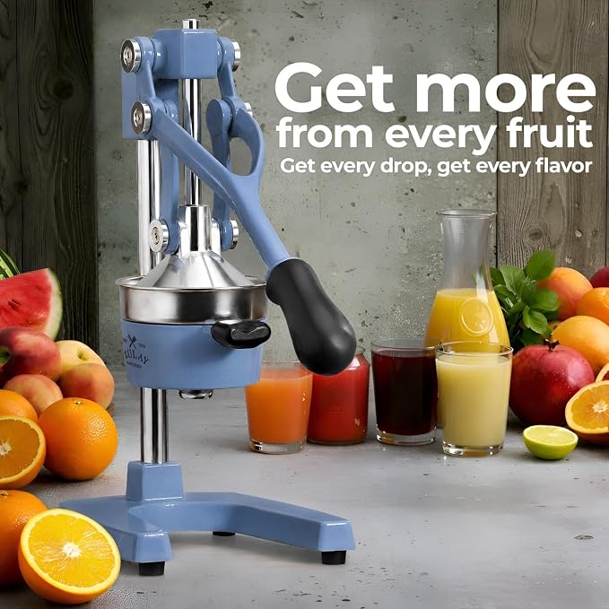 Zulay Kitchen Cast Iron Juicer - Heavy Duty Manual Juicer with Detachable Strainers for Easy Cleaning, Orange Juice Press for Citrus Fruits, Perfect for Bartenders, Juice Lovers & Health Enthusiasts
