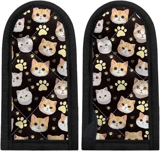 Coldinair Cat 2 Pieces Hot Pan Handle Sleeves Heat Resistant Covers Non-Slip Holders for Home Kitchen Cooking Cookwares, Colorful Eggs Hot Skillet Handle Cover