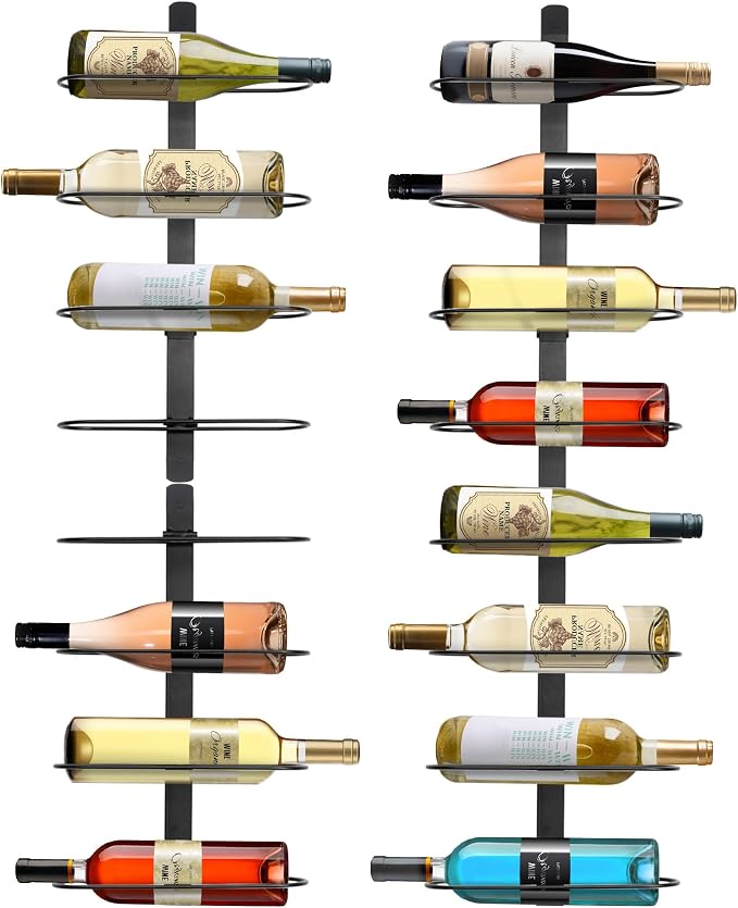 Wine Rack Wall Mounted: 16 Bottles Wine Holder Hanging - Bar Liquor Storage | Wine Organizer of Cabinet Kitchen - Designed for SpaceSaver