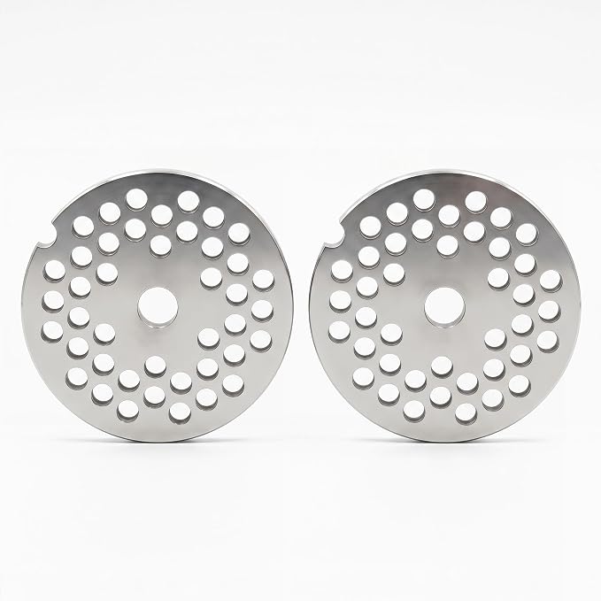 2 Pack #12 Meat Grinder Plate for LEM, Hobart, Cabelas, Weston – 6mm Hole Plate, 2.75" Heavy Duty Stainless Steel Replacement Disc for Standard #12 Grinders