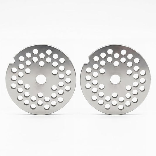 2 Pack #12 Meat Grinder Plate for LEM, Hobart, Cabelas, Weston – 6mm Hole Plate, 2.75" Heavy Duty Stainless Steel Replacement Disc for Standard #12 Grinders
