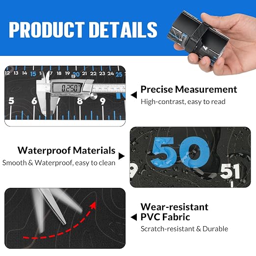 THKFISH 53in Portable Waterproof Fishing Ruler with Measuring Board | Folding Fish Ruler, Roll Up Fish Measuring Tape for Boat, Kayak, Coolers, Yacht and Workbench 53 *7.5"-1pcs/59 * 3.15"-2pcs