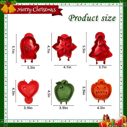 6PCS Mini Hand Pie Molds,Party Potluck Hand Pie Molds for Baking,Fits All Kinds of Festivals and Parties (6PCS-A)