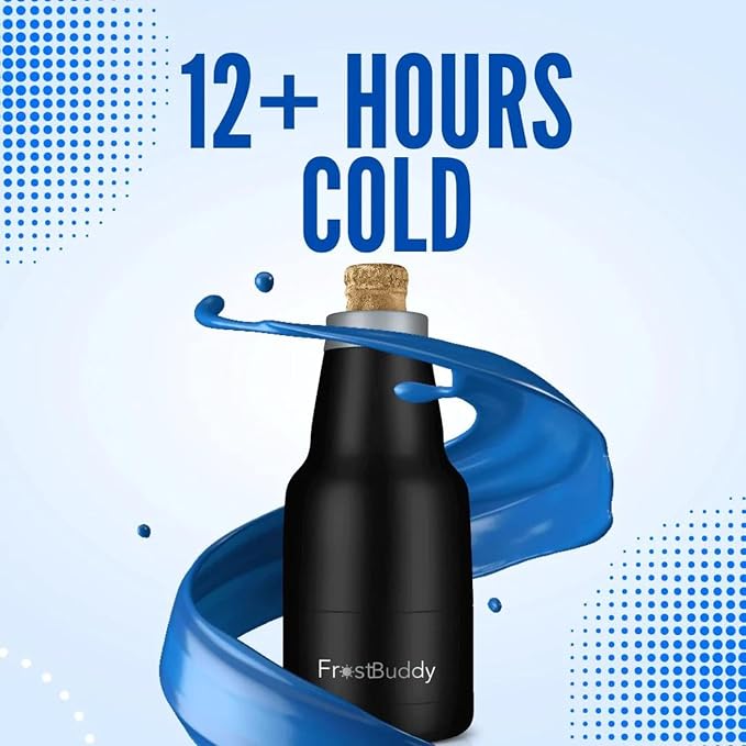 Frost Buddy Chubby Buddy Beer Bottle Cooler - Fits 12 oz Bottles (Black) | 20x colder, cold up to 24 hrs | World-first insulated beer bottle cooler