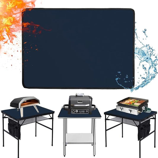 Heat Resistant Mats for Countertop fits Tabletop Grill, 31x24x0.04in, Blue | 1022℉ Fireproof grill mat for countertop/table protection, fits gas/charcoal grills, pizza ovens, fits Blackstone & Ninja