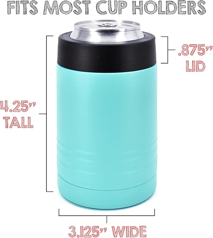 4-in-1 Stainless Steel 12 oz Double Wall Vacuum Insulated Can or Bottle Cooler Keeps Beverage Cold for Hours - Also Fits 16 oz Cans - Powder Coated Teal - Clear Water Home Goods