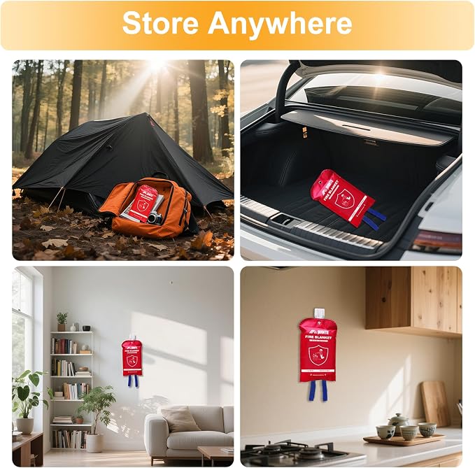 Emergency Fire Blanket-4 Pack for Home and Kitchen - 40"x40" Fiberglass Fire Blankets for Emergency Survival Safety (1m-4pack)