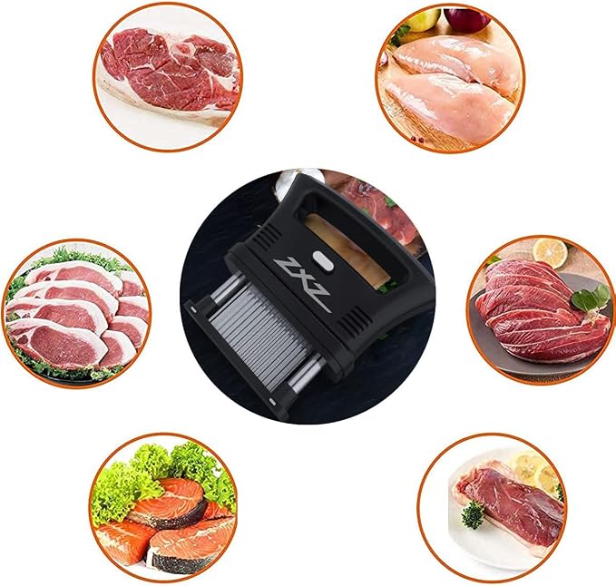 ZXZ Meat Tenderizer Easy to hold large handle | Detachable 48 stainless steel blade | Easy To Use & Clean (Black)