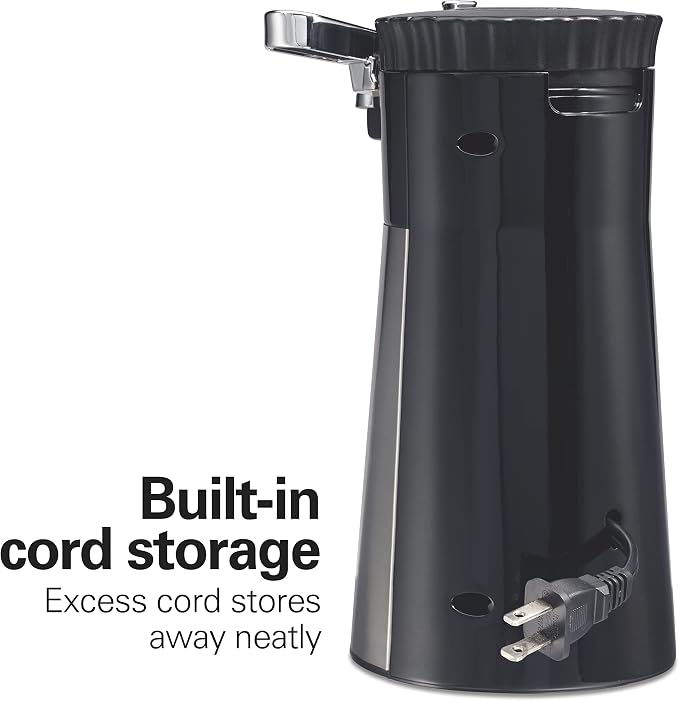 Hamilton Beach OpenStation Electric Can Opener With Automatic Shutoff | SureCut Technology Easily Aligns Cans | OpenMate Multi-Tool Jar & Bottle Opener | Cord Storage | Stainless Steel | 76382FJ