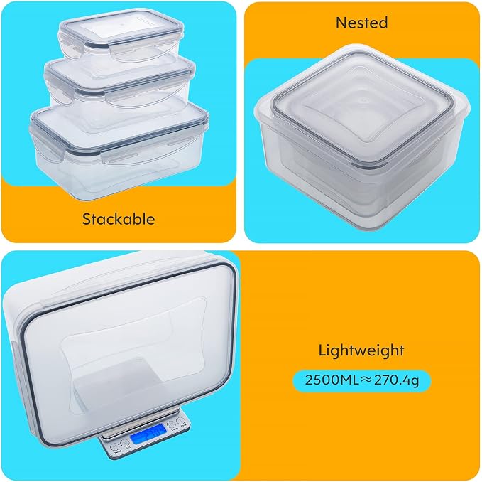 34 PCS Food Storage Containers with Lids Airtight(17 Lids &17 Containers) - Microwave/Dishwasher Safe 100% Leakproof Storage Containers for Meal Prep Kitchen Storage Organization with Labels & Pen