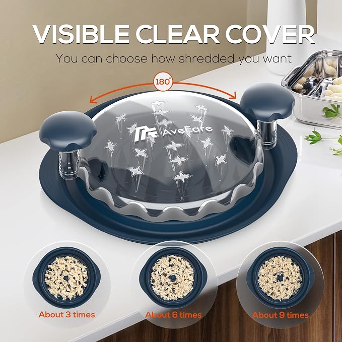 AveFare 11Inch Large Chicken Shredder Tool Twist - Meat Shredder twist | Visible Chicken Breast Shredder, Ergonomic Handle, Strong Anti-Slip Strip, BPA Free, Kitchen Gadgets for Pork Beef Chicken