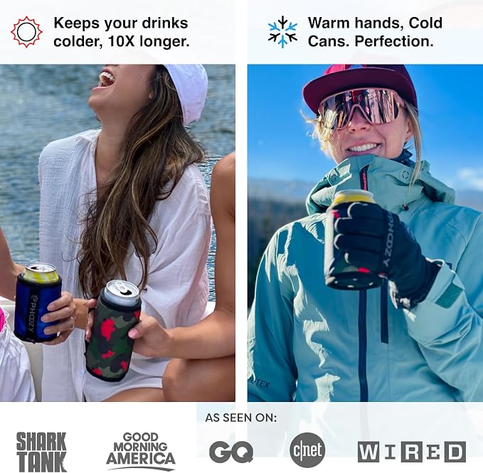 PHOOZY Insulated Can Cooler for Slim 12 oz Cans - Patented Drink Sleeve with NASA-Inspired Technology - Keeps Beer, Soda & Sparkling Water Cold Longer - Lightweight Outdoor Can Holder - Pink Camo