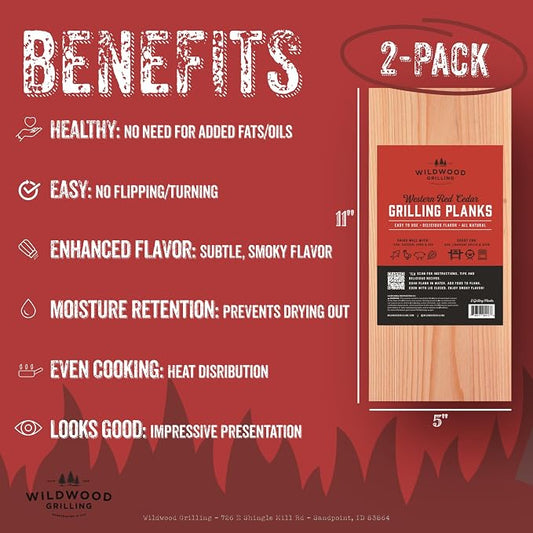 2-Pack Signature 5”x11” Cedar Grilling Planks for Salmon