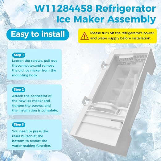 W11284458 W11088559 Ice Maker Parts, Replace for Whirlpool Refrigerators | Compatible with AP6809232 EAP12584610 PS12584610 and 4961086; Made From Food-Grade Materials for Safe Use