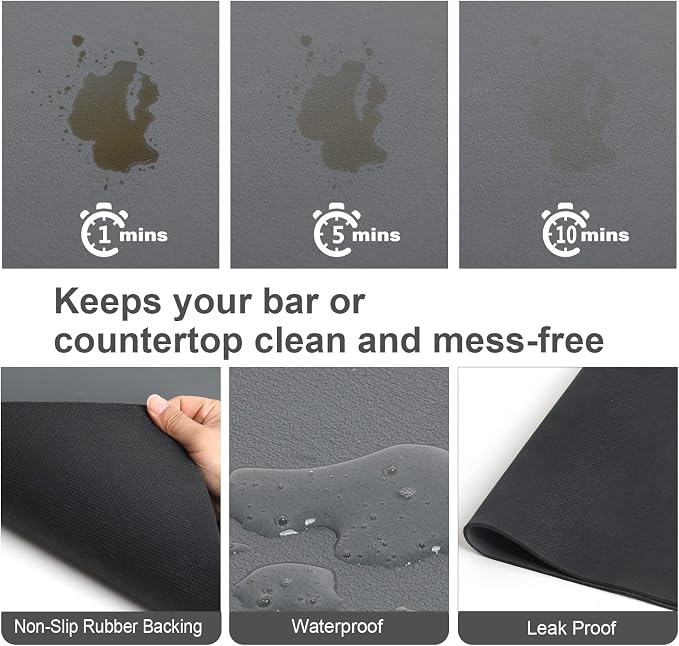 ZLR XXL Coffee Bar Mat for Barista Workstation, 20"x24", Dark Gray | Pro Home Cafe Station, Absorbent Dish Drying Mat, Stain-Hiding Top, Fits Multi-Appliance, Cup Display & Knock Box