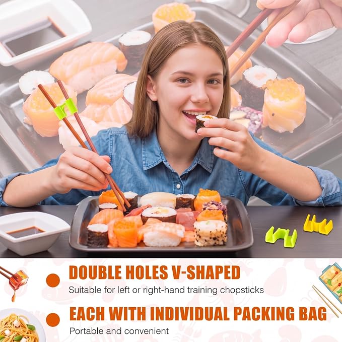 200 Pcs Reusable Chopsticks Helper Multicolor Plastic Practice Chopstick Trainer Hinges Connector Training Chinese Chop Non Slip Stick Helper for Adult Learner Beginner