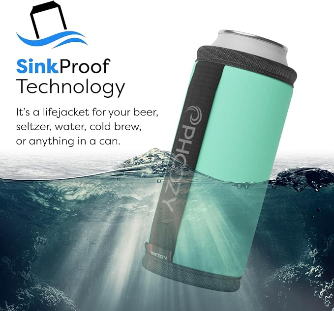 PHOOZY Insulated Can Cooler for Slim 12 oz Cans - Patented Drink Sleeve with NASA-Inspired Technology - Keeps Beer, Soda & Sparkling Water Cold Longer - Lightweight Outdoor Can Holder - Mint