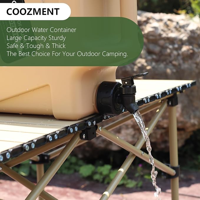 COOZMENT 3.2 Gallon/5 Gallon Water Containers with Spigot, BPA Free Water Jug, Military Green Water Tank, Multifunction Water Storage Containers for Camping Outdoor Hiking,Emergency Storage