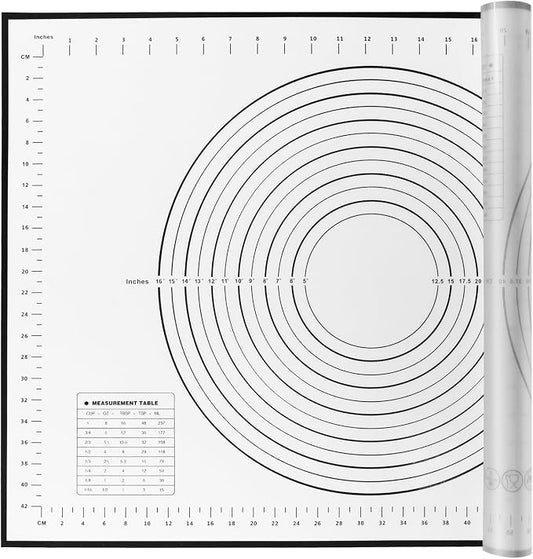 Yansumi silicone pastry non stick baking mat with measurement fondant mat with three sizes for silicone baking mat, counter mat, dough rolling mat,fondant/pie crust mat (Black, 28"L x20"W)