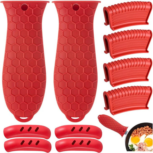 10Pcs Cast Iron Handle Cover, Silicone Pot Holders | Non-Slip Heat Resistant Cast Iron Skillet Covers Potholder for Frying Pans and Griddles Kitchen Supplies under 400℉