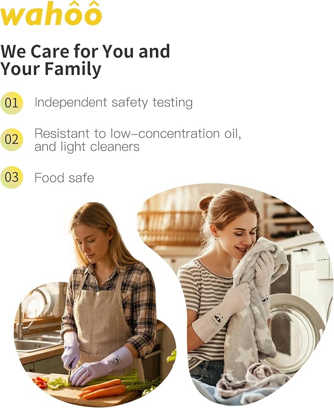 LANON 3 Pairs wahoo Nitrile Cleaning Gloves, Latex free Reusable Dishwashing Gloves for Kitchen, Bathroom, Gardening, Pet Care,Heavy-Duty, Durable, Non-Slip,12 Mil,Colorful Large