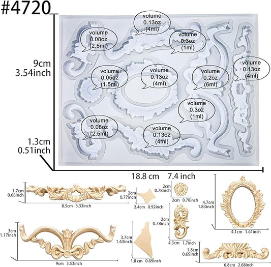 Art Mold for Polyclay Air Dry Clay Plaster, Wreath and Frame