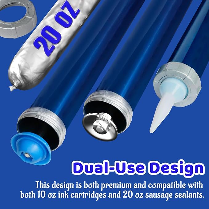 2 Pack sausage caulking gun, sausage gun caulking gun, 20 oz sausage tube gun caulking gun，with 4 cone nozzles,Suitable for bathroom, kitchen, living room, window and roof