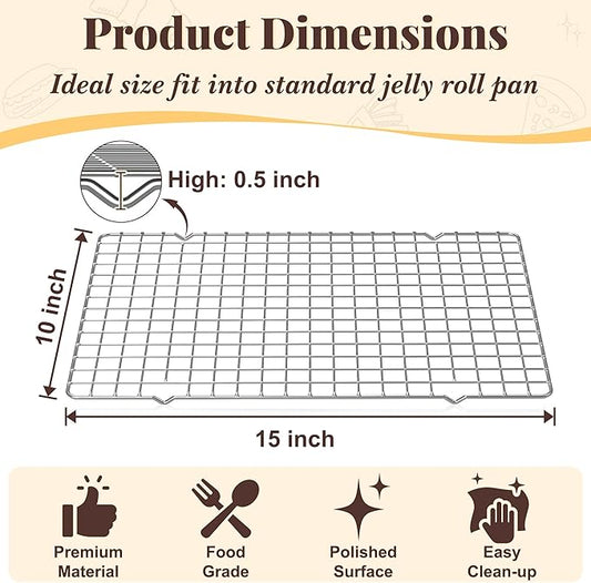 Cooling Racks for Cooking and Baking - 2 PCS 10" x 15" Grid Wire Baking Rack for Oven Cooking, Baking, Grilling, Roasting - Dishwasher Safe Bacon Rack - Fits Jelly Roll Cookie Sheet Pan
