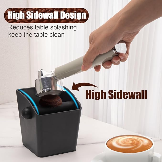 Espresso Knock Box - Shock-Absorbent Durable ABS Coffee Grounds Knock Box with Removable Knock Bar and Non-Slip Base, Ideal Coffee Bar Accessories for Father's Day Gift