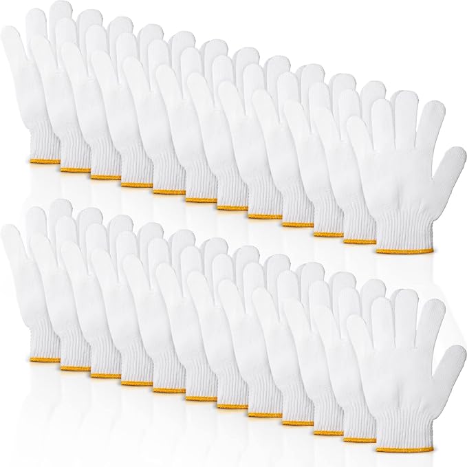 SATINIOR 36 Pairs Work Gloves White Cotton Polyester Liners Safety Work BBQ Gloves Liners Men Women Hand Protection
