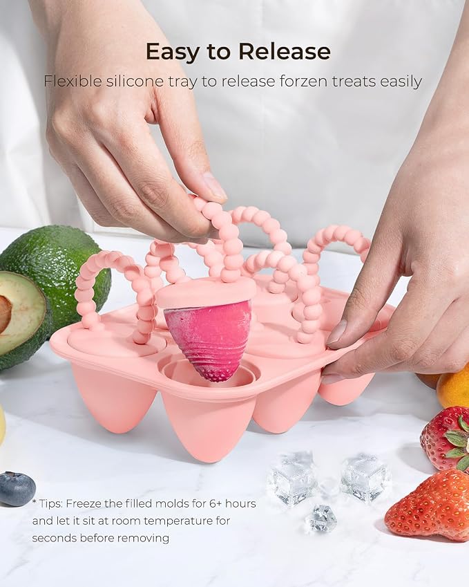 All-Silicone Baby Popsicle Molds with Sticks, AODISTUCE Mini Popsicles Molds for Babies Breastmilk Popsicle Molds for Teething Relief, Frozen Treats Maker Popsicle Maker Ice Pop Mold for Toddlers Kids