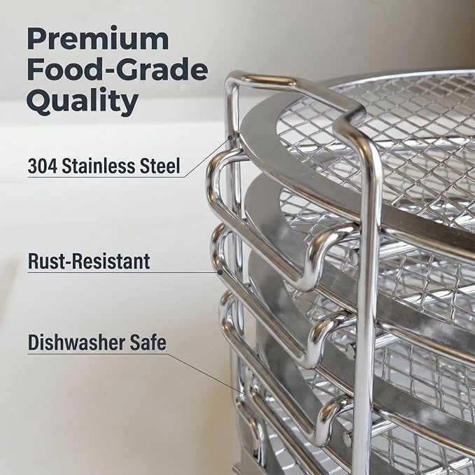 Dehydrator Rack Stainless Steel Stand Accessories Compatible with Ninja Foodi Pressure Cooker and Air Fryer 6.5 and 8 Quart, Instant Pot Air Fryer 8 Qt