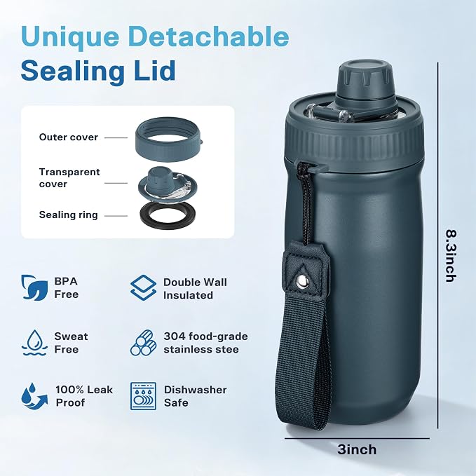 5 In 1 Beer Can Cooler Bottle Holder with Drinking Spout Lid for 12oz Regular, Slim Skinny Cans Bottles,Sealed Insulated Double Wall Vacuum Stainless Steel Can Keeps Your Drinks Cold(Blue)