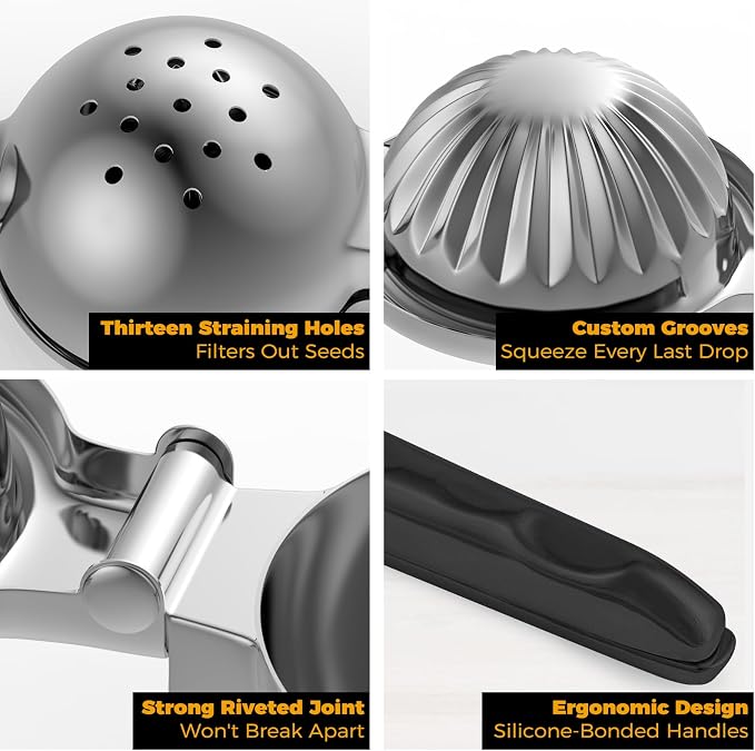 Lemon Squeezer 304 Stainless Steel Large Metal Manual Citrus Juicer