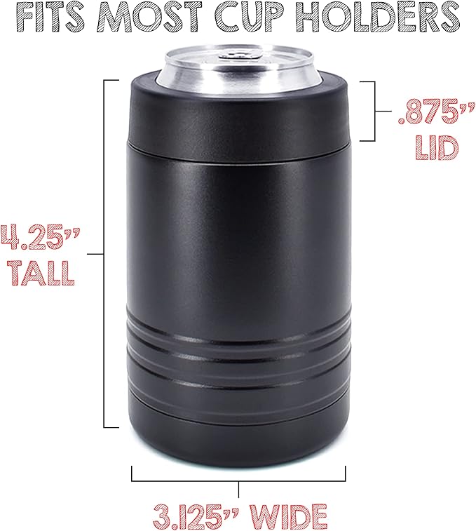 4-in-1 Stainless Steel 12 oz Double Wall Vacuum Insulated Can or Bottle Cooler Keeps Beverage Cold for Hours - Also Fits 16 oz Cans - Powder Coated Black - Clear Water Home Goods