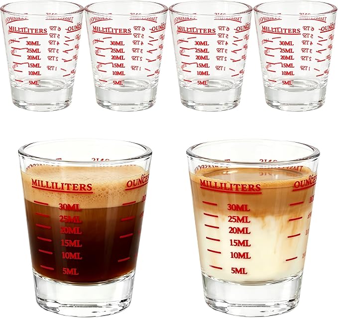 4 Pack Shot Glass Measuring Cup,Espresso Shot Glasses Liquid Heavy,Thick Base Liquid Measuring Cup for Mixing Cocktails Preparing Dessert (1 OZ, 2 TBS, 6 TSP, 30 ML)