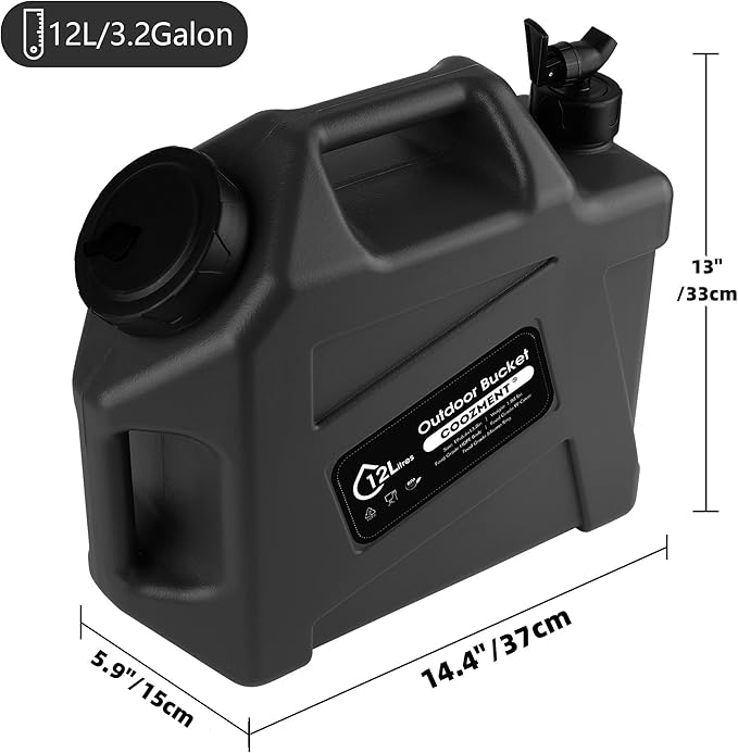 COOZMENT 3.2 Gallon/5 Gallon Water Containers with Spigot, BPA Free Water Jug, Military Green Water Tank, Multifunction Water Storage Containers for Camping Outdoor Hiking,Emergency Storage
