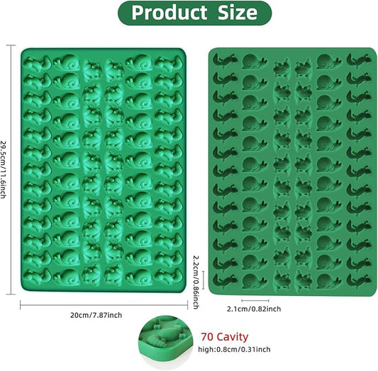 2 PCS Animal Silicone Molds, 104 Cavity Frog, Lizard, Snails Shaped Mini Silicone Molds for Baking Biscuits, Cookie,Candy, Chocolate, Jelly,Ice Cube,Pet Dog Treats Mold