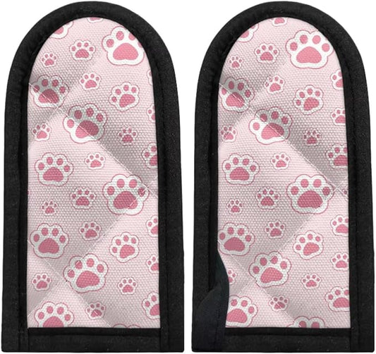 Coldinair Pink Dog Paw Cast Iron Skillet Handle Cover,Heat Resistant Pan & Pots Holder Sleeve Handle Covers for Kitchen Cooking Baking,2 Packs
