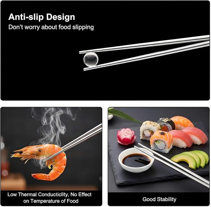 2 Pairs Titanium Alloy Chopsticks 2 Sizes Reusable Chopstick | Non-Slip Portable Dishwasher Chopstick with Carry Case for Travel Camping Home (9inch,7.4inch)