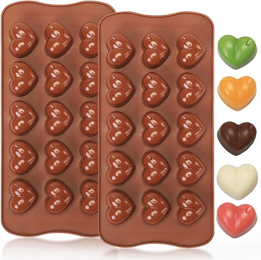 Heart Chocolate Molds Silicone, Small Gummy Molds Shaped Heart for Fondant/Fruit Snacks, Candy Molds Silicone for Valentine/Anniversary/Wedding, Wax Melt Molds 15 Cavities, 8 ml